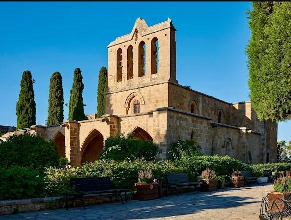 The ruin of a monastery built by Canons Regular in the 13th century on the northern side of the small village of Bellapais, in Northern Cyprus
